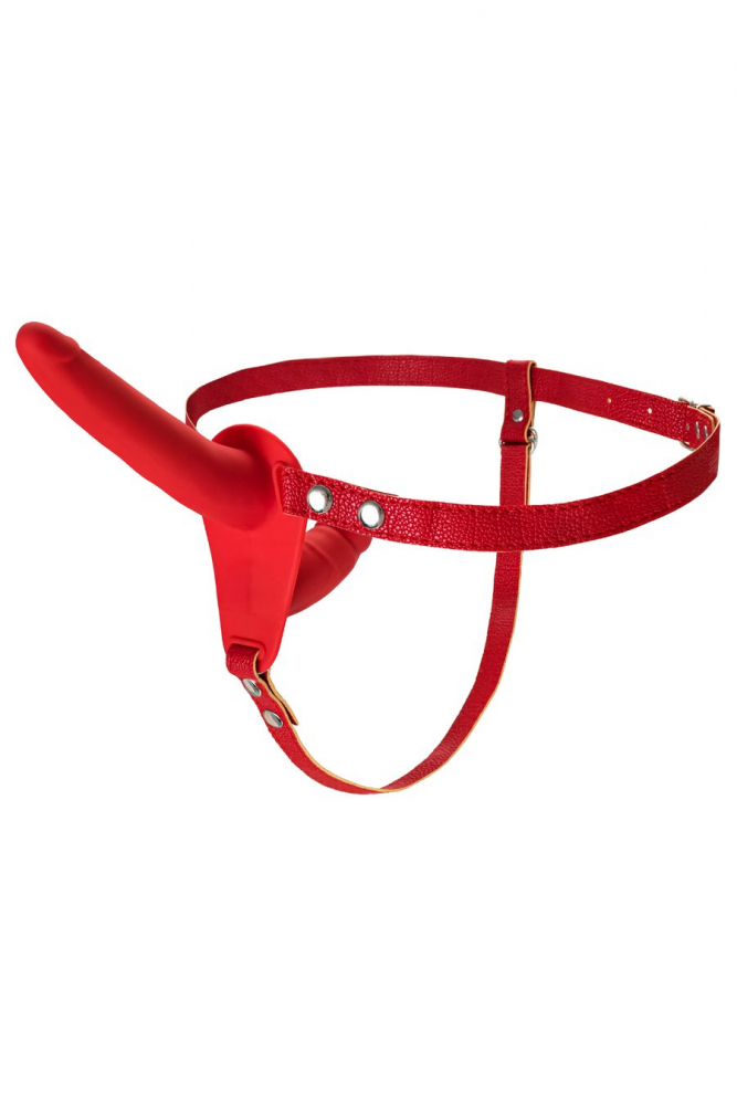 Страпон с вагинальным отростком "Black&Red" красный 